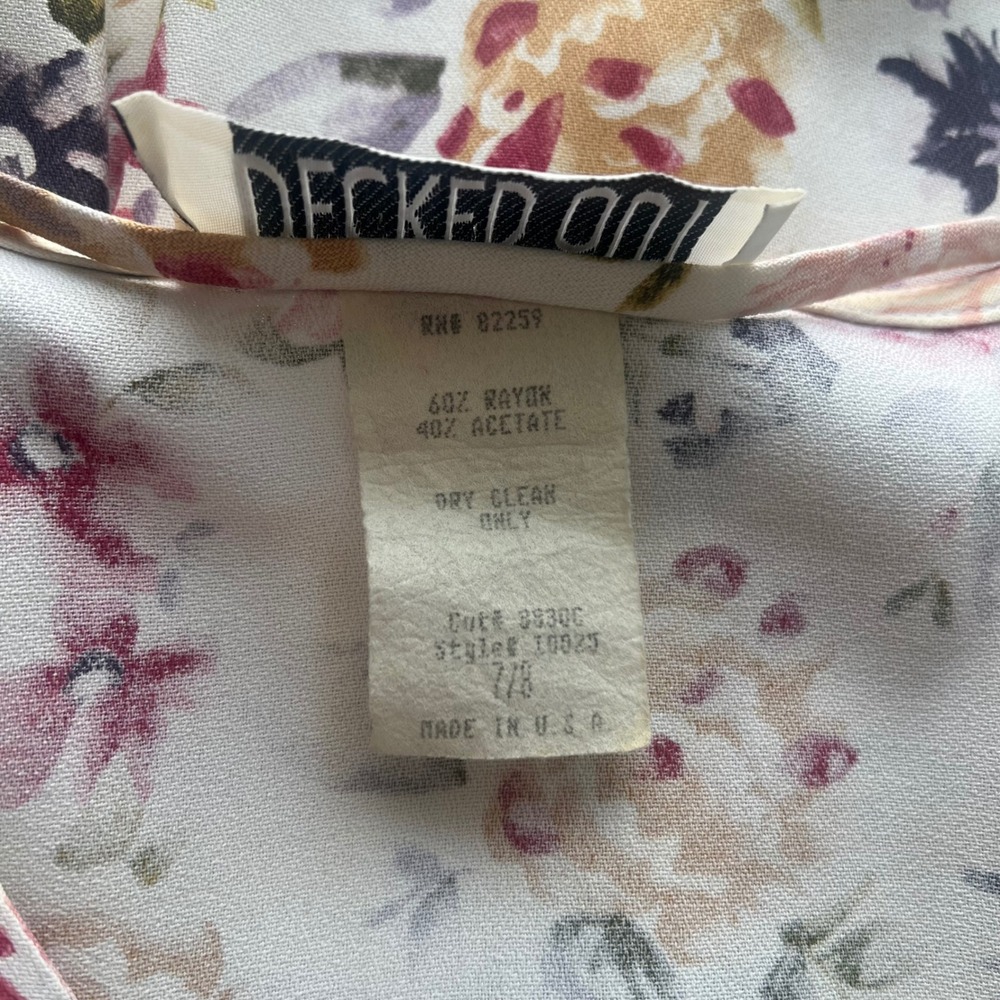 Vintage Decked Out Floral Midi Dress Cottagecore Button Front Women's Size 7/8 - Picture 6 of 9